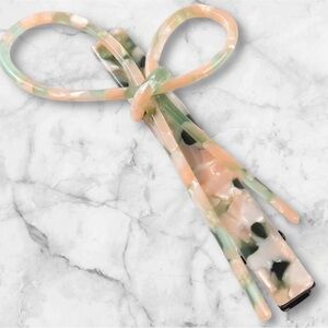 Fashion Bow Green And Pink Tortoiseshell Alligator Hair Clip New